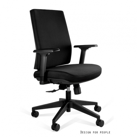 Scaune de birou - Scaun de birou negru Shell Low, tapiterie textila, cotiere, brate si inaltime reglabile, baza din plastic, KB02-1M - Unique