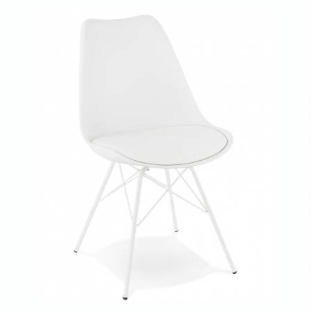 Scaune - Scaun de design alb Fyfe picioare albe otel / polipropilena / piele, CH01630WH - Kokoon