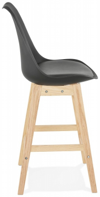 Scaun inalt bar negru Elody III premium fara brate, stil scandinav, picioare lemn masiv stejar, BS01930BLNA - Kokoon [2]