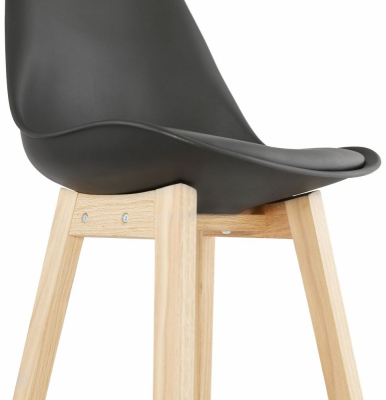 Scaun inalt bar negru Elody III premium fara brate, stil scandinav, picioare lemn masiv stejar, BS01930BLNA - Kokoon [6]