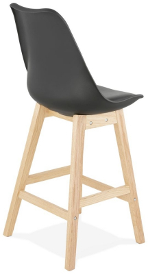 Scaun inalt bar negru Elody III premium fara brate, stil scandinav, picioare lemn masiv stejar, BS01930BLNA - Kokoon [3]