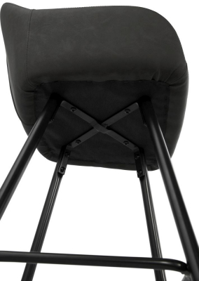 Scaun bar modern gri inchis Grey premium tapitat piele ecologica, picioare negre metal, BS01800DG - Kokoon [7]