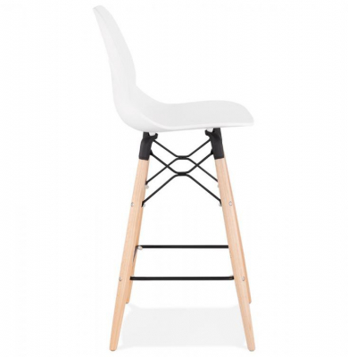 Scaun alb bar Mordor premium stil scandinav, picioare lemn masiv / polipropilena, BS02250WH - Kokoon [1]