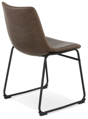 Scaun de design Earth stil vintage - industrial piele maro / otel negru, CH01780BR - Kokoon [2]