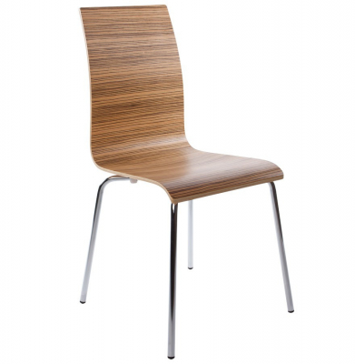 Scaune - Scaun de design horeca CLASSIC lemn zebrano / otel cromat, CH00070ZE - Kokoon