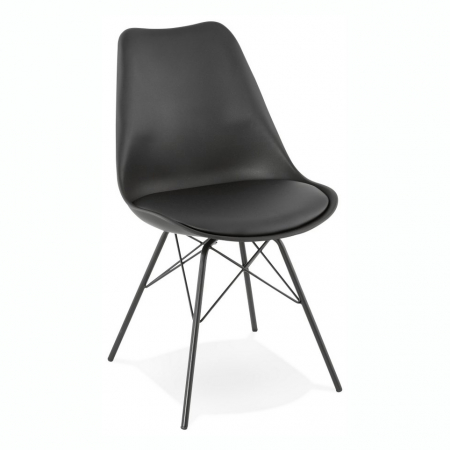 Scaune - Scaun de design negru Fyfe picioare negre otel / polipropilena / piele, CH01620BL - Kokoon