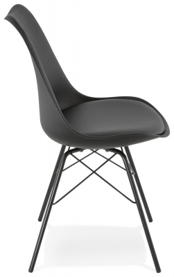 Scaun de design negru Fyfe picioare negre otel / polipropilena / piele, CH01620BL - Kokoon [1]
