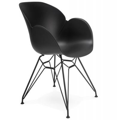Promotii - Scaun de design negru UMELA polipropilena / picioare negre metal, AC01480BL - Kokoon