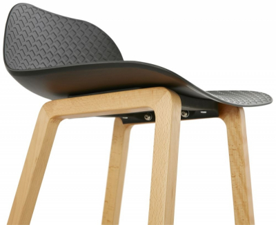 Scaun bar negru premium Astoria fara brate, stil scandinav, picioare lemn masiv natur / polipopilena, BS01630BL - Kokoon [4]