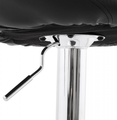 Scaun bar rotund piele ecologica neagra Atlantis, picior metal crom inaltime reglabila, BS00800BL - Kokoon [8]