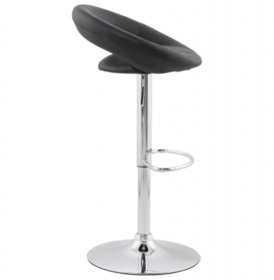 Scaun bar rotund piele ecologica neagra Atlantis, picior metal crom inaltime reglabila, BS00800BL - Kokoon [2]