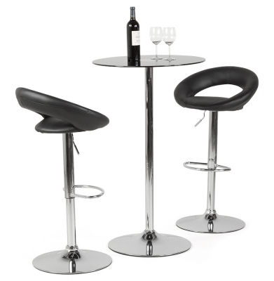 Scaun bar rotund piele ecologica neagra Atlantis, picior metal crom inaltime reglabila, BS00800BL - Kokoon [16]