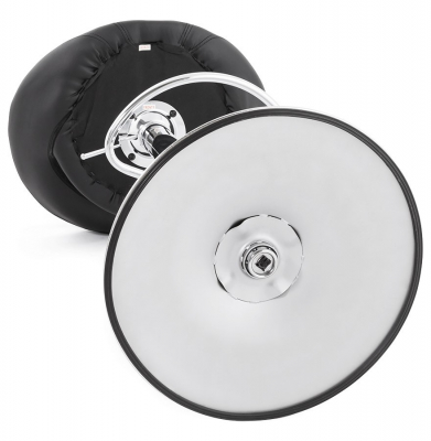 Scaun bar rotund piele ecologica neagra Atlantis, picior metal crom inaltime reglabila, BS00800BL - Kokoon [14]