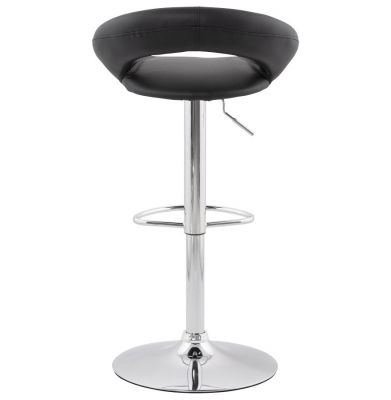 Scaun bar rotund piele ecologica neagra Atlantis, picior metal crom inaltime reglabila, BS00800BL - Kokoon [4]