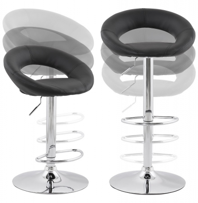 Scaun bar rotund piele ecologica neagra Atlantis, picior metal crom inaltime reglabila, BS00800BL - Kokoon [15]
