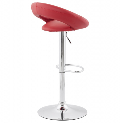 Scaun bar rotund piele ecologica rosie Atlantis, picior metal crom, BS00830RE - Kokoon [3]