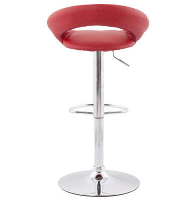 Scaun bar rotund piele ecologica rosie Atlantis, picior metal crom, BS00830RE - Kokoon [4]