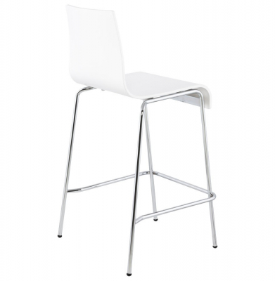 Scaun bar alb modern lemn curbat Cobe II, picioare subtiri metal crom, BS00690WH - Kokoon [3]