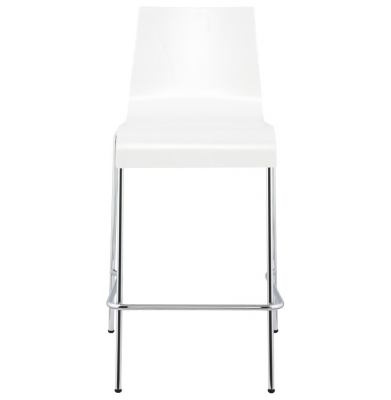 Scaun bar alb modern lemn curbat Cobe II, picioare subtiri metal crom, BS00690WH - Kokoon [1]