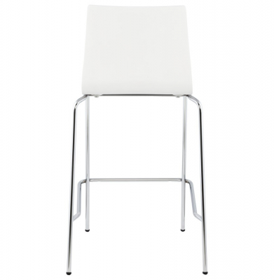 Scaun bar alb modern lemn curbat Cobe II, picioare subtiri metal crom, BS00690WH - Kokoon [4]