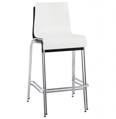 Scaun bar alb modern lemn curbat Cobe II, picioare subtiri metal crom, BS00690WH - Kokoon [9]