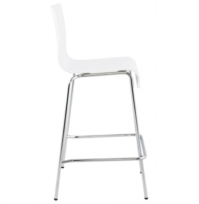 Scaun bar alb modern lemn curbat Cobe II, picioare subtiri metal crom, BS00690WH - Kokoon [2]