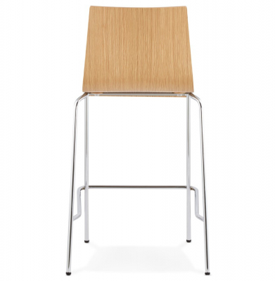 Scaun bar lemn natur curbat Cobe II, design premium, picioare subtiri metal crom, BS01240NA - Kokoon [4]