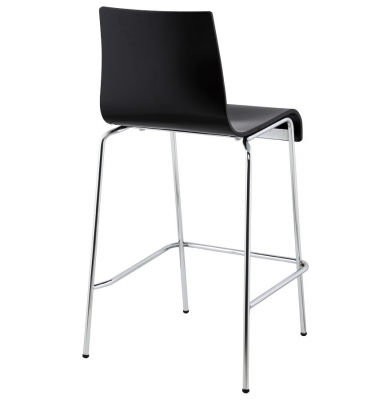 Scaun bar negru mat lemn curbat Cobe II, picioare subtiri metal crom, BS00700BL - Kokoon [3]