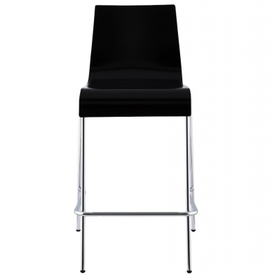 Scaun bar negru mat lemn curbat Cobe II, picioare subtiri metal crom, BS00700BL - Kokoon [1]