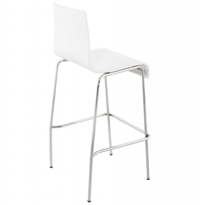 Scaun bar alb lemn curbat Cobe fara brate, picioare subtiri metal crom, BS00240WH - Kokoon [2]