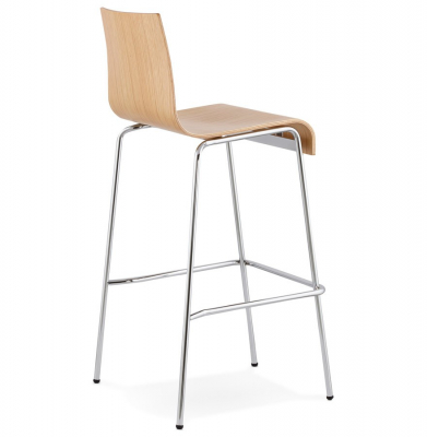 Scaun inalt bar lemn natur curbat Cobe Premium, picioare subtiri metal crom, BS01230NA - Kokoon [3]