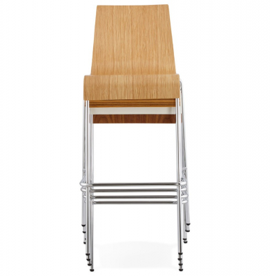 Scaun inalt bar lemn natur curbat Cobe Premium, picioare subtiri metal crom, BS01230NA - Kokoon [14]