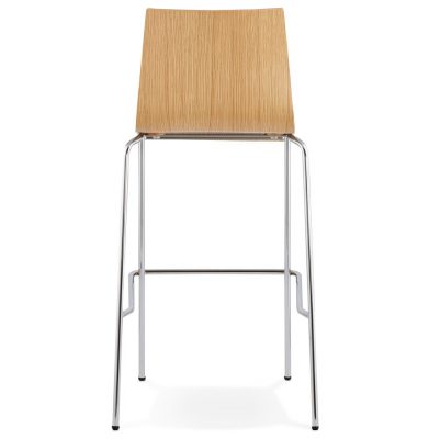 Scaun inalt bar lemn natur curbat Cobe Premium, picioare subtiri metal crom, BS01230NA - Kokoon [4]