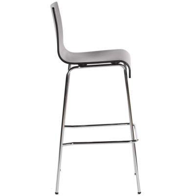Scaun bar negru mat lemn curbat Cobe fara brate, picioare subtiri metal crom, BS00220BL - Kokoon [2]