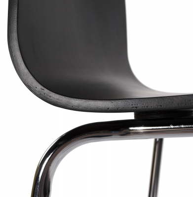 Scaun bar negru mat lemn curbat Cobe fara brate, picioare subtiri metal crom, BS00220BL - Kokoon [4]
