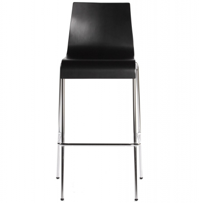 Scaun bar negru mat lemn curbat Cobe fara brate, picioare subtiri metal crom, BS00220BL - Kokoon [1]