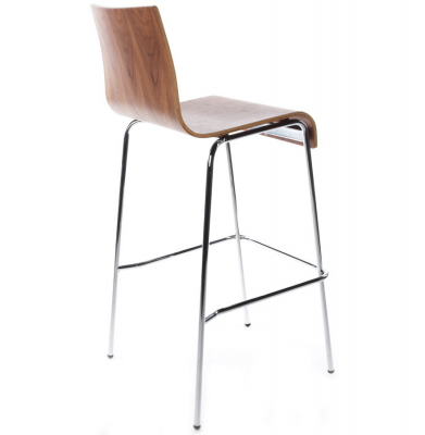Scaun elegant bar lemn curbat nuc Cobe fara brate, picioare subtiri metal crom, BS00230WA - Kokoon [1]