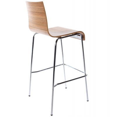Scaun bar elegant lemn curbat Cobe lemn zebrano / picioare subtiri metal crom, BS00250ZE - Kokoon [1]