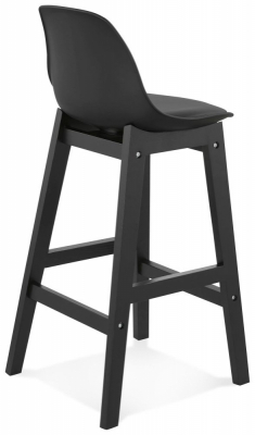 Scaun inalt bar negru Daily II stil scandinav premium, picioare negre lemn, polipropilena / tapiterie piele ecologica, BS01740BLBL - Kokoon [3]