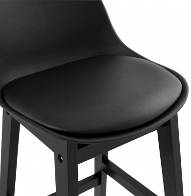 Scaun bar negru Daily premium stil scandinav, picioare negre lemn, polipropilena / piele ecologica, BS01750BLBL - Kokoon [4]