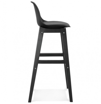 Scaun bar negru Daily premium stil scandinav, picioare negre lemn, polipropilena / piele ecologica, BS01750BLBL - Kokoon [1]