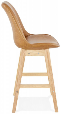 Scaun inalt bar maro piele ecologica Elemer II premium fara brate, picioare lemn masiv stejar, BS01950BRNA - Kokoon [2]