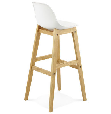 Scaun inalt bar alb Elody Premium stil scandinav, polipropilena, picioare lemn masiv stejar, BS01280WHWH - Kokoon [3]