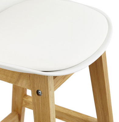 Scaun inalt bar alb Elody Premium stil scandinav, polipropilena, picioare lemn masiv stejar, BS01280WHWH - Kokoon [6]