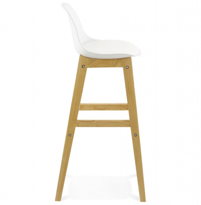 Scaun inalt bar alb Elody Premium stil scandinav, polipropilena, picioare lemn masiv stejar, BS01280WHWH - Kokoon [2]