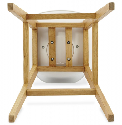 Scaun inalt bar alb Elody Premium stil scandinav, polipropilena, picioare lemn masiv stejar, BS01280WHWH - Kokoon [11]