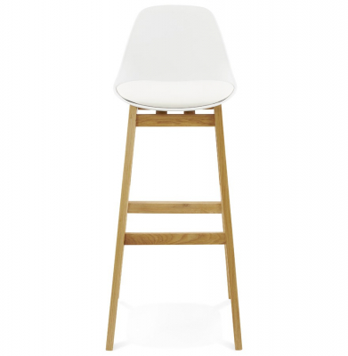 Scaun inalt bar alb Elody Premium stil scandinav, polipropilena, picioare lemn masiv stejar, BS01280WHWH - Kokoon [1]