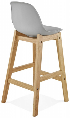 Scaun inalt bar gri Elody II premium stil scandinav, picioare lemn masiv, tapiterie piele ecologica, BS01460GRGR - Kokoon [3]