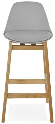 Scaun inalt bar gri Elody II premium stil scandinav, picioare lemn masiv, tapiterie piele ecologica, BS01460GRGR - Kokoon [1]