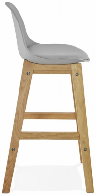 Scaun inalt bar gri Elody II premium stil scandinav, picioare lemn masiv, tapiterie piele ecologica, BS01460GRGR - Kokoon [2]